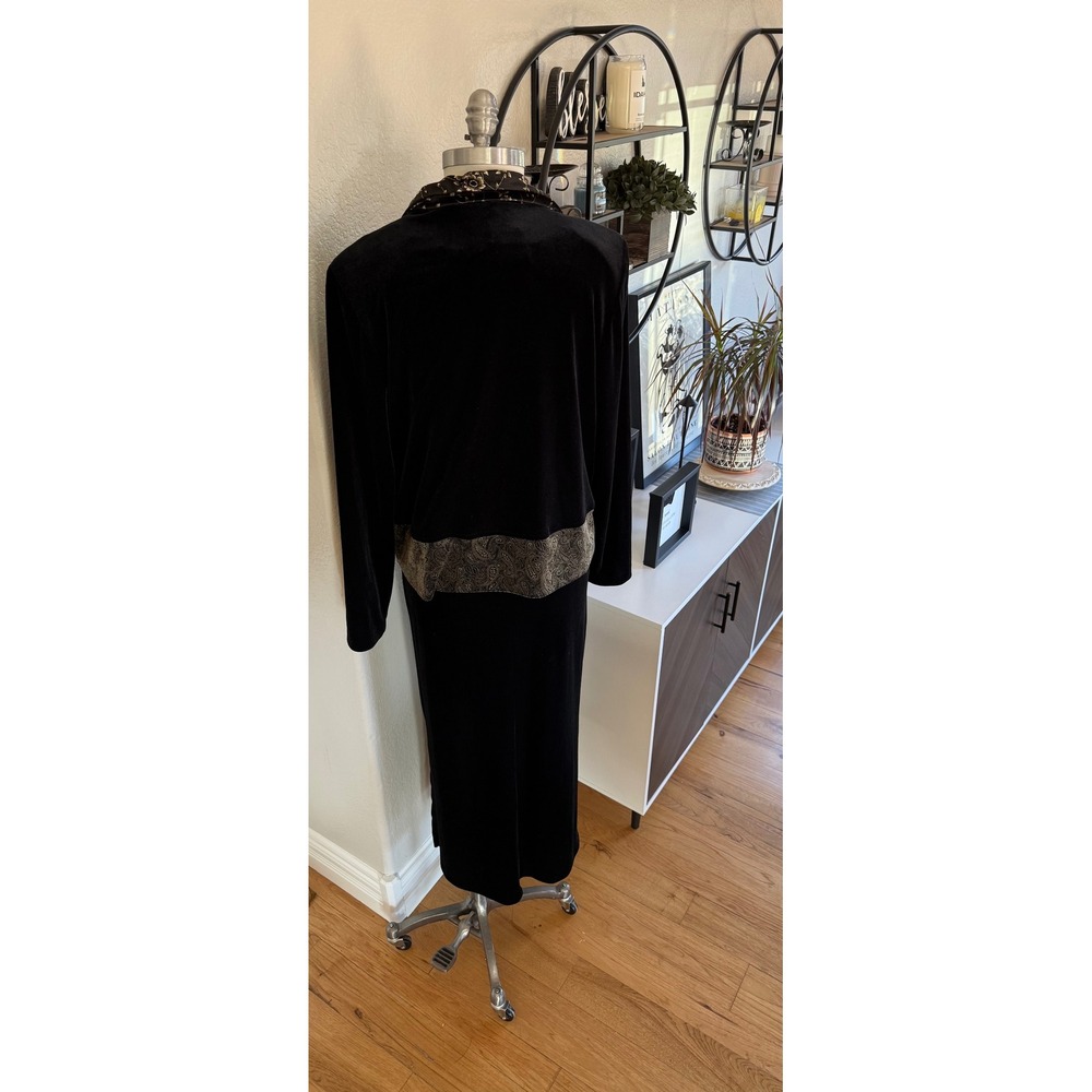 Coldwater Creek Size 12 Black Velvet Paisley‎ Maxi Dress Jacket 2-Pc Set Holiday - Picture 7 of 16